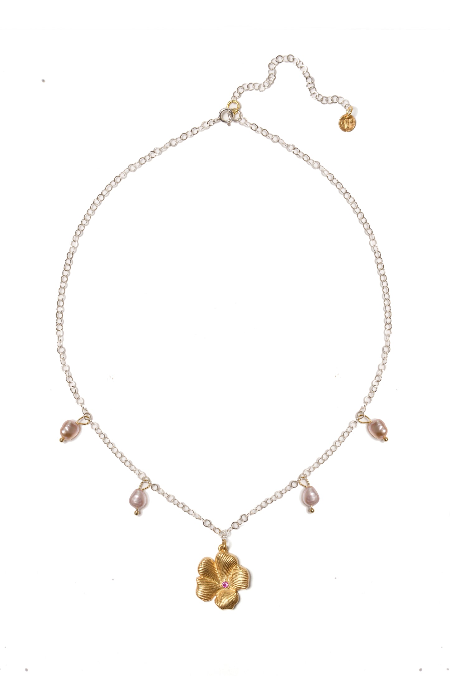 Esttese Two-tone Flower Pendant Chain Necklace