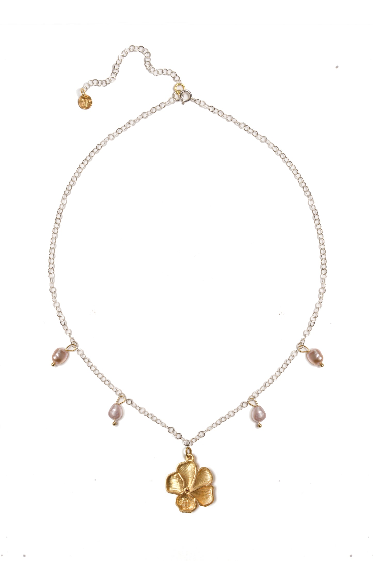 Esttese Two-tone Flower Pendant Chain Necklace