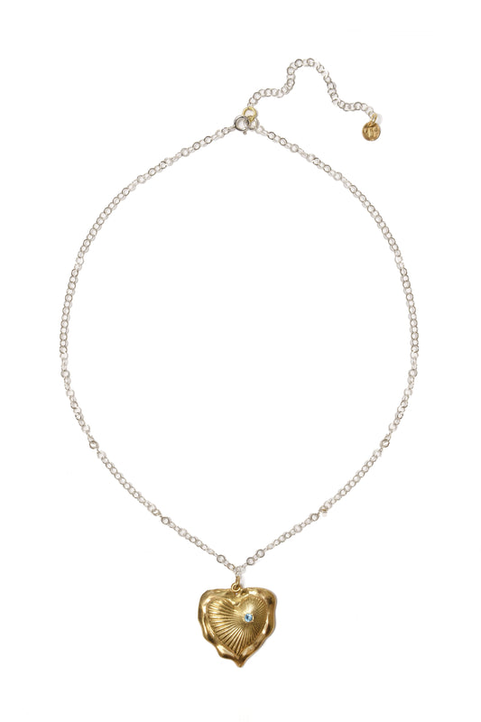 Esttese Two-tone Heart Pendant Chain Necklace