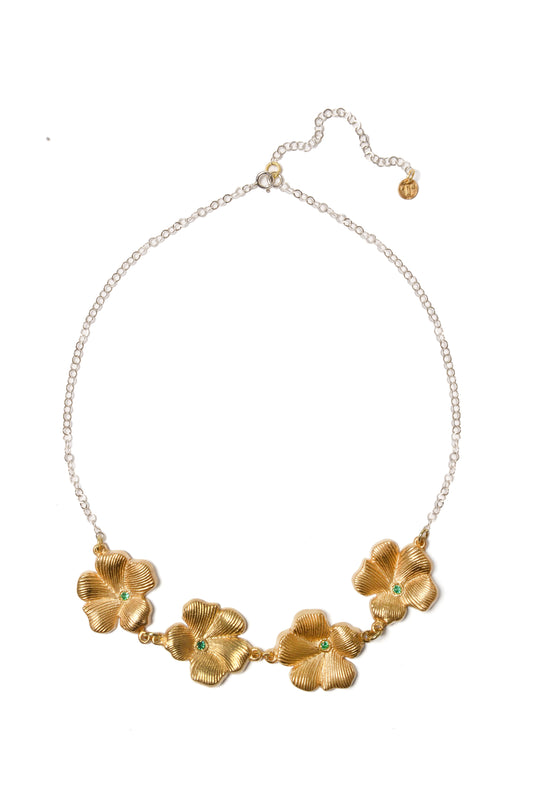 Esttese Two-tone Flower Pendant Chain Necklace
